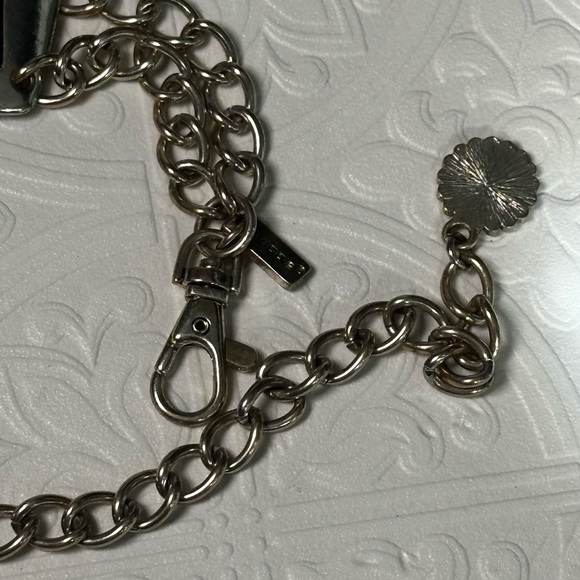 🛍️soldout Chicos Chain Link Belt 36-39 XL Adjustable Black Enamel Inlayed - Picture 12 of 14